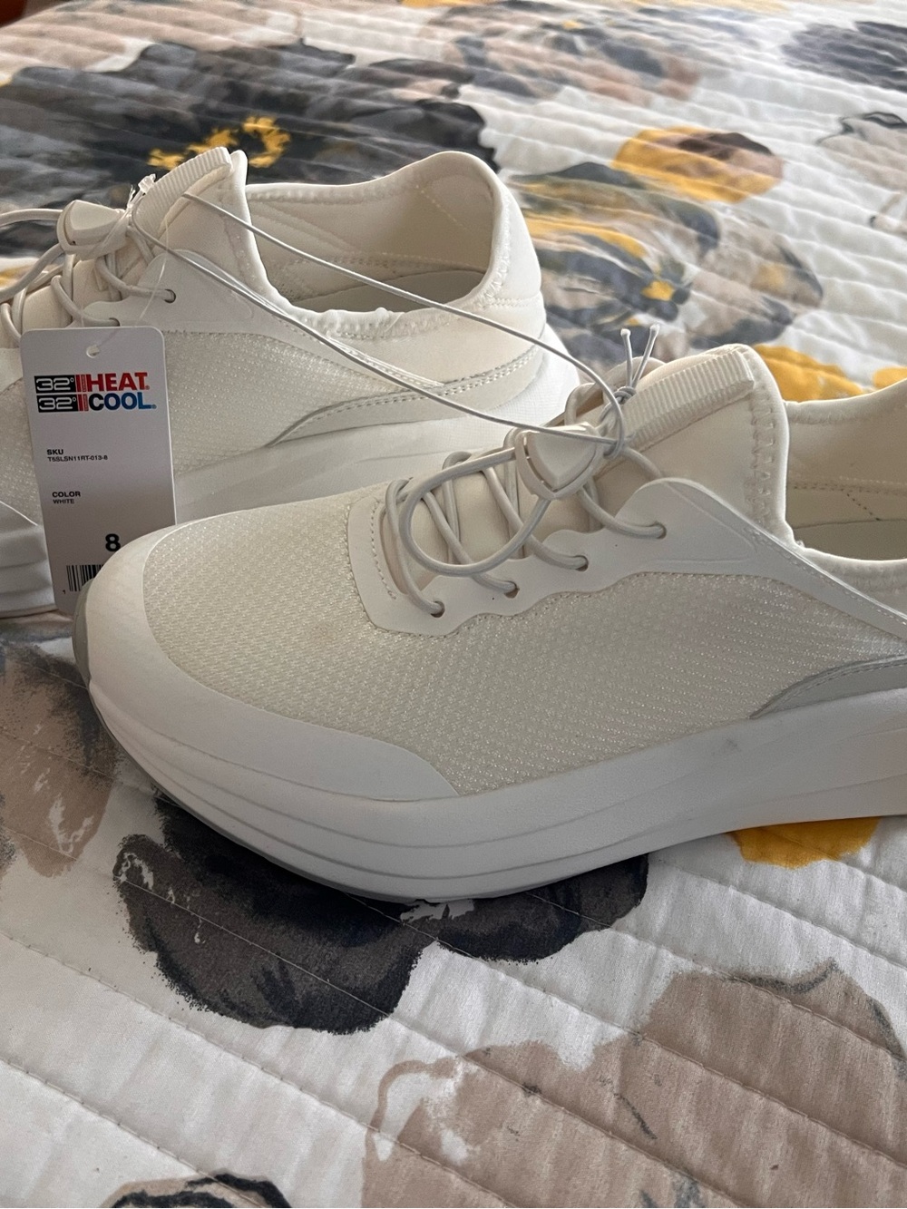 32 Degrees Women's White Knit Lace-Up Sneakers